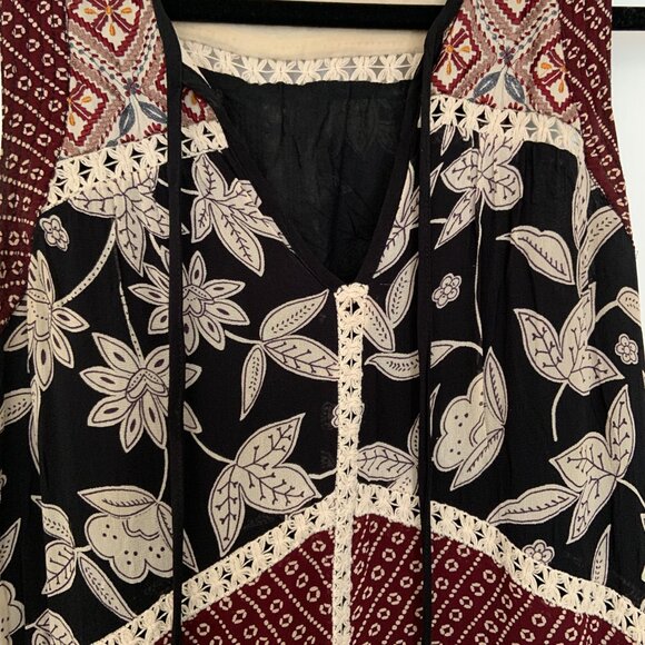 Anthropologie Grasslands Midi Dress by Floreat Mixed Fabric Embroidered Size 4 - Picture 4 of 13